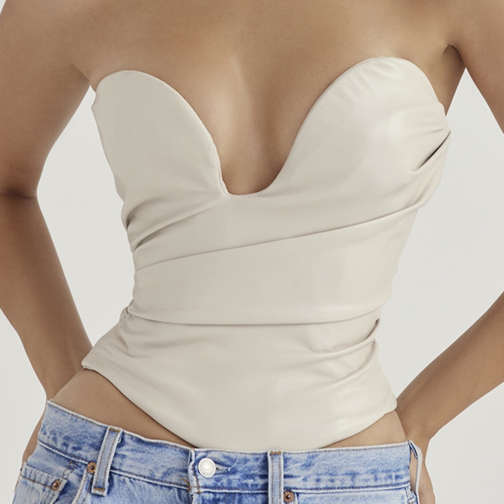 House of CB Saffira Vegan Leather Corset Top L